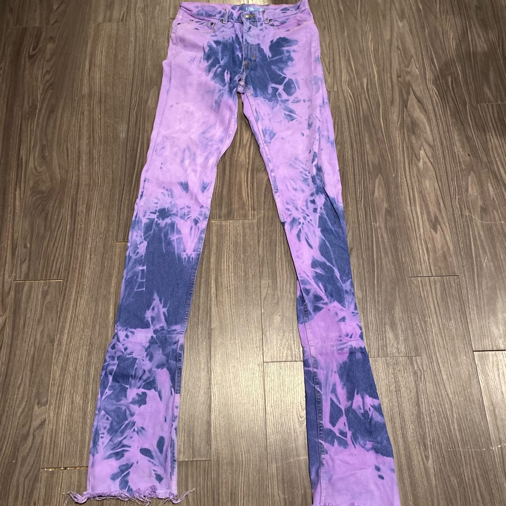 Purple Valelives stacked jeans